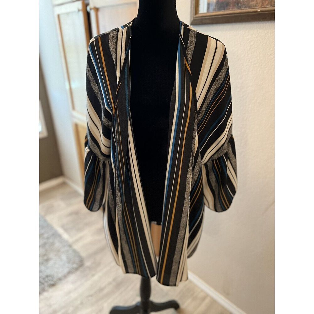 Newbury Kustom One Size Navy Blue Strips Kimono I33ta